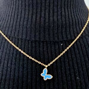 Necklace Gold- Plated Butterfly in Turquiose Color